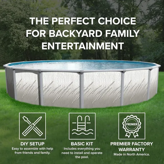 Puri Tech Parisian Dune 15ft x 52" Round Above Ground Pool Package