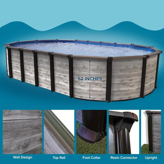 Puri Tech 18ft. x 33ft. x 52" Oval Hollywood Above Ground Pool Package