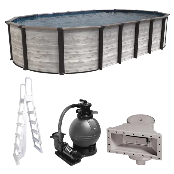 Puri Tech 16ft x 32ft x 52" Oval Hollywood Above Ground Pool Package