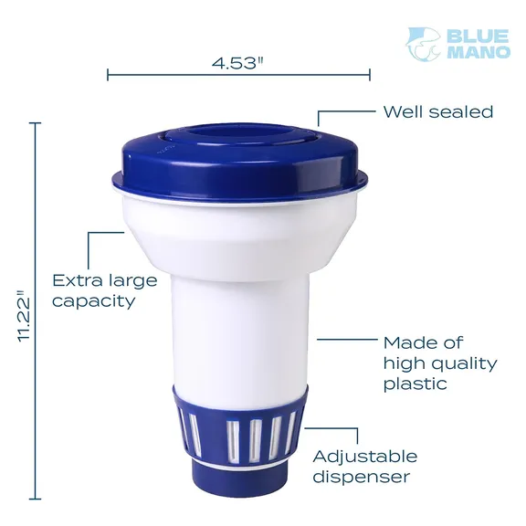 Blue Mano Xl Floater Pool Chemical Dispenser, Fits 3’’ Tablets