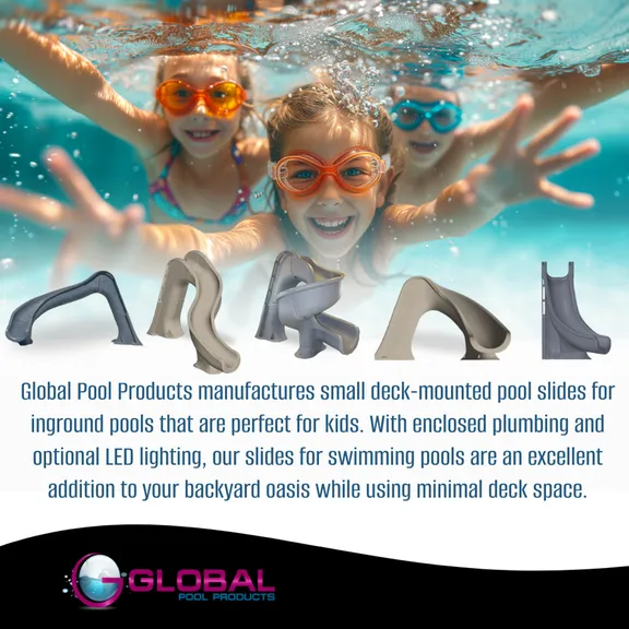 Global Pool Products Deck Mounted Inground Swimming Pool Water Slide TSUNAMI, Grey