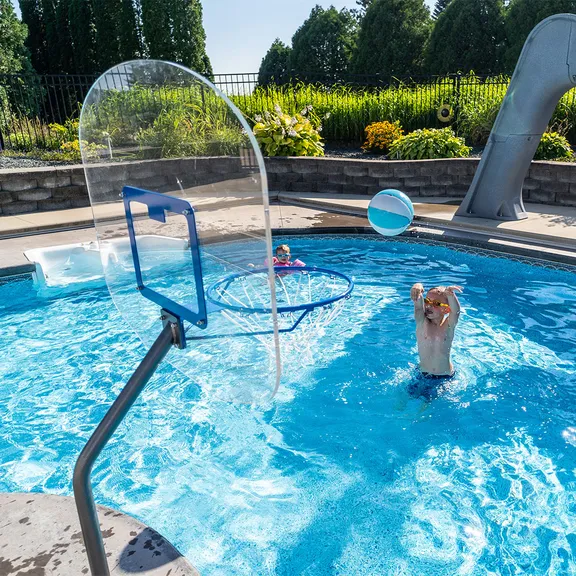 Global Pool Products Basketball Hoop Set for Inground Swimming Pools