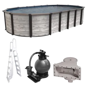 Puri Tech 12ft x 24ft x 52" Oval Hollywood Above Ground Pool Package