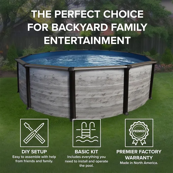 Puri Tech 24 ft. x 52" Round Hollywood Above Ground Pool Package