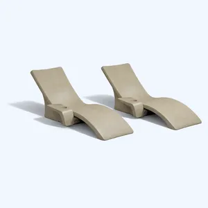 Global Pool Products Lounge Chairs with Connecting Table, Set of 2, Sand