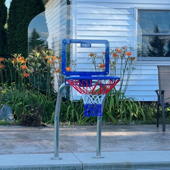 Global Pool Products X2 Mounted Basketball Game and Volleyball Pool Game Set with 16" Net and Ball