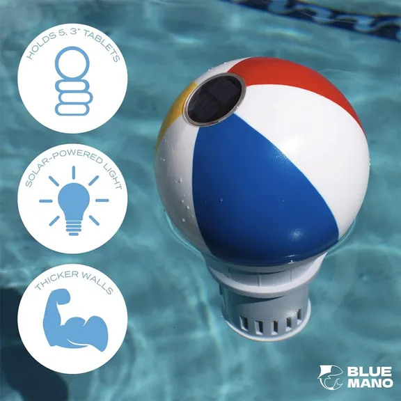 Solar Beach Ball Solar Light up Chlorine Dispenser for 3 inch Chlorine Tablets