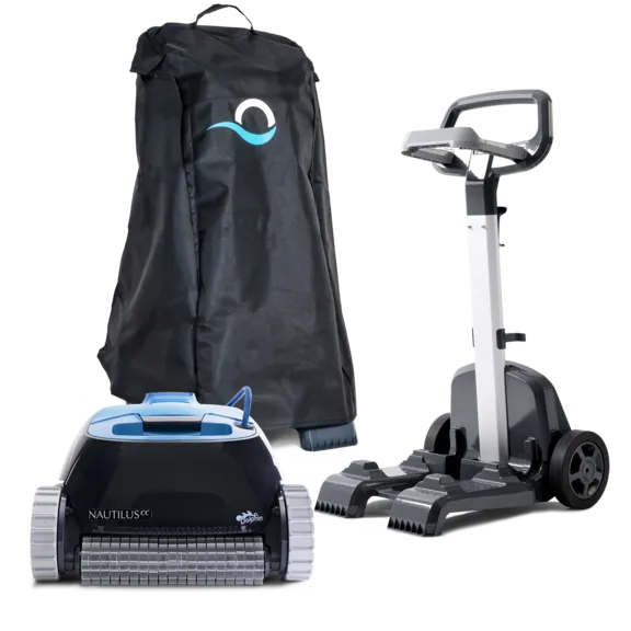 Maytronics Dolphin Nautilus CC Inground Robotic Pool Cleaner with Caddy and Cover