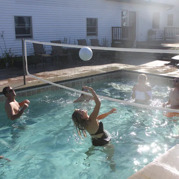 Global Pool Products Stainless Steel Volleyball Inground Pool Set, 16ft.