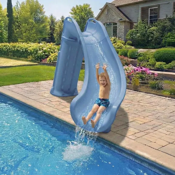 Global Pool Products Bad AXE X6 Slide, Right Curve, Blue Quartz