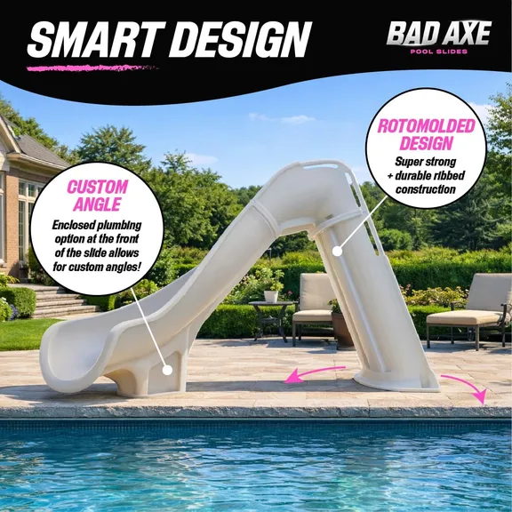 Global Pool Products Bad AXE X6 Slide, Left Curve, Blue Quartz