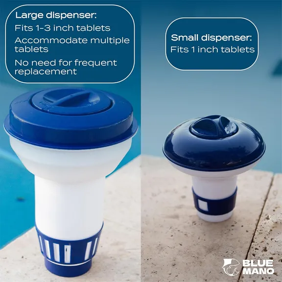 Blue Mano Xl Floater Pool Chemical Dispenser, Fits 3’’ Tablets