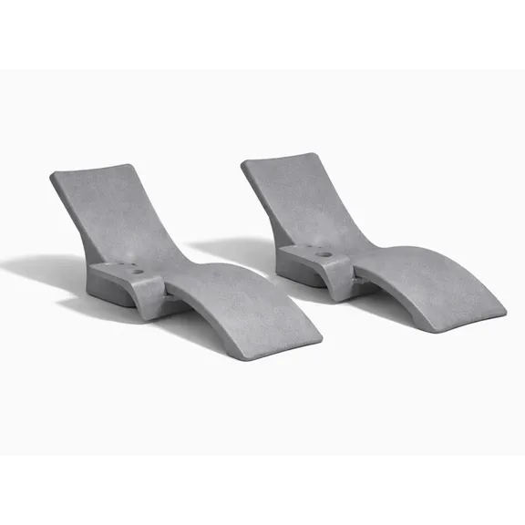 Global Pool Products Lounge Chairs with Connecting Table, Set of 2, Grey