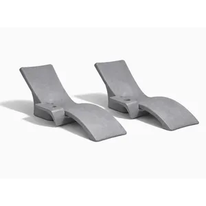 Global Pool Products Lounge Chairs with Connecting Table, Set of 2, Grey
