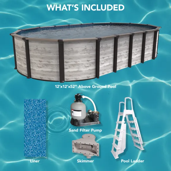Puri Tech 12ft. x 24ft. x 52" Sunset Bay Above Ground Swimming Pool Kit