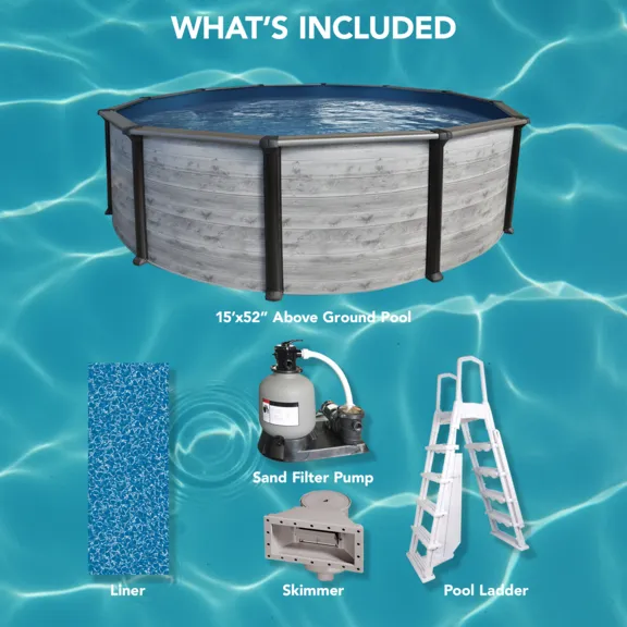 Puri Tech 15ft. x 52" Sunset Bay Above Ground Swimming Pool Kit