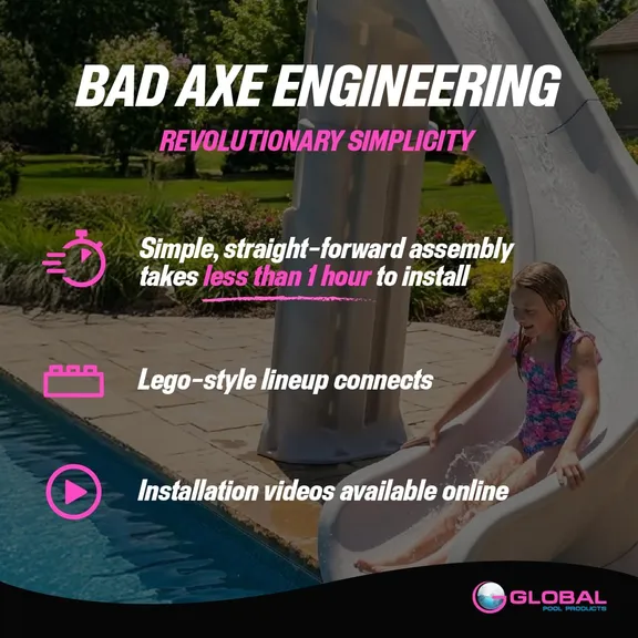 Global Pool Products Bad AXE X6 Slide, Left Curve, Blue Quartz