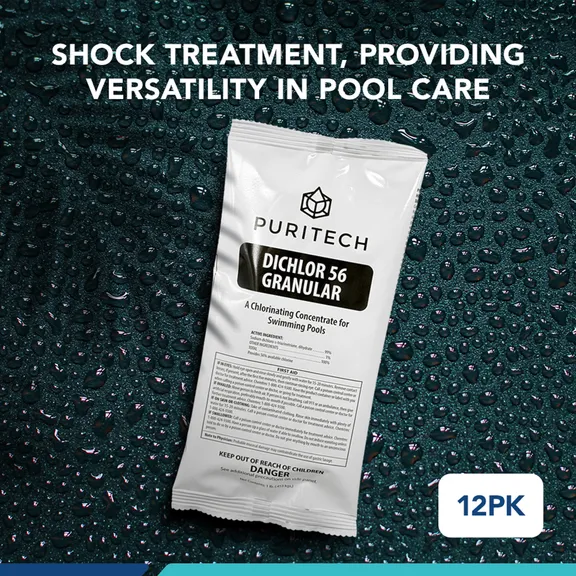 Puri Tech Sodium Dichlor Chlorine Shock Granules for Sanitizing, 12lb.