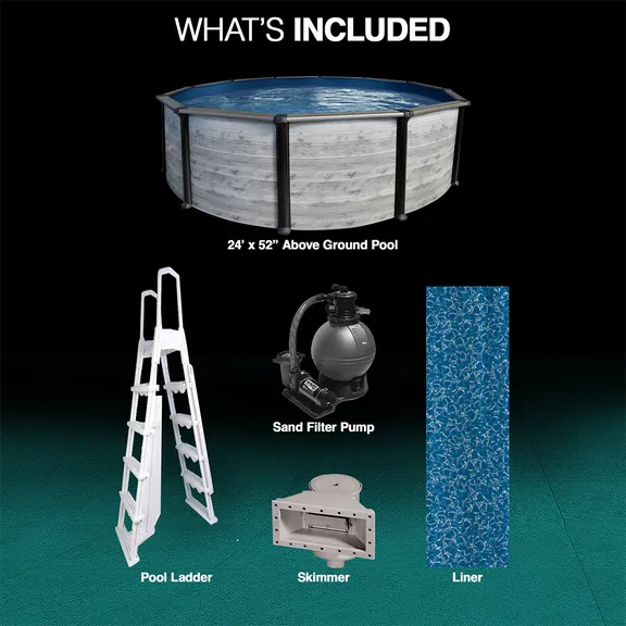 Puri Tech 24 ft. x 52" Round Hollywood Above Ground Pool Package