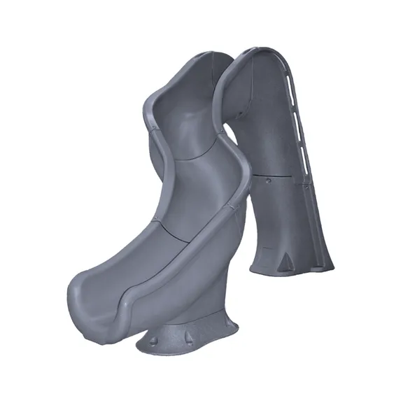 Global Pool Products Left Curve Grey Inground Swimming Pool Water Slide, Deck Mounted RIP TIDE