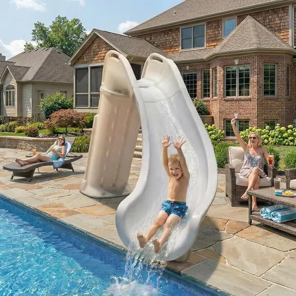 Global Pool Products Bad AXE X6 Slide, Right Curve, Silver Quartz