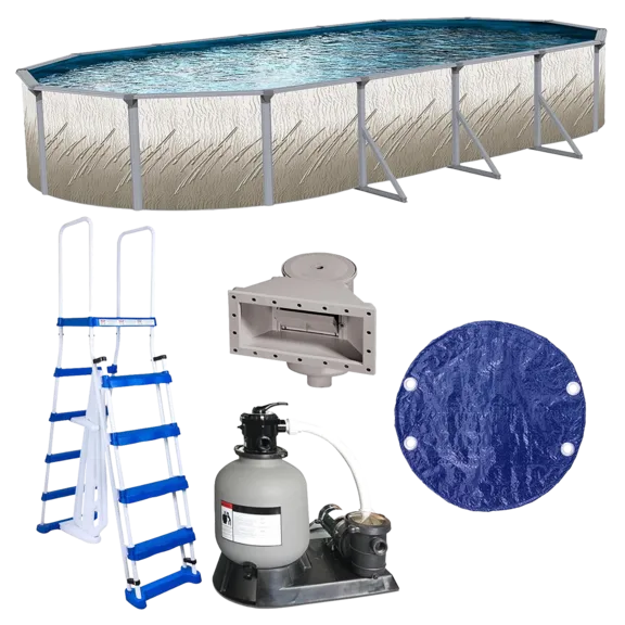 Puri Tech 18ft x 33ft x 52" Oval Above Ground Parisian Dune Pool Package