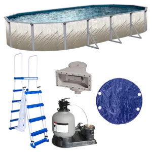 Puri Tech 18ft x 33ft x 52" Oval Above Ground Parisian Dune Pool Package