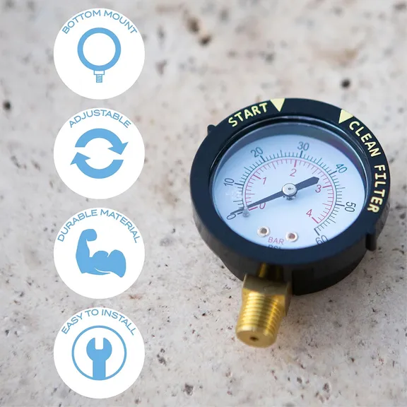 Blue Mano 1/4" Bottom Mount Pressure Gauge
