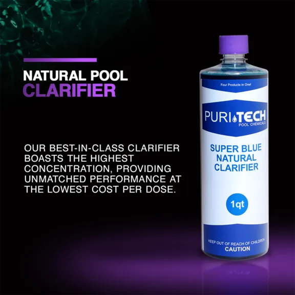 Puri Tech Super Blue Natural Clarifier Pool Chemicals, 32oz.