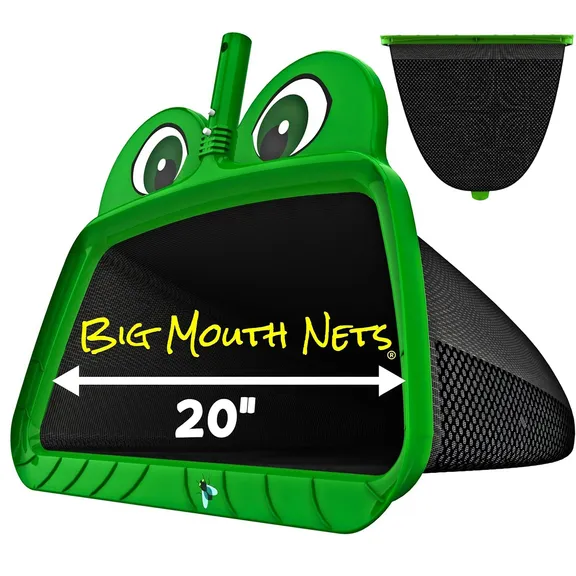 Skimmie&reg; Big Mouth Nets&reg; Mr Frog Black Large Leaf Rake Skimmer, 20"