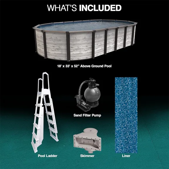 Puri Tech 18ft. x 33ft. x 52" Oval Hollywood Above Ground Pool Package