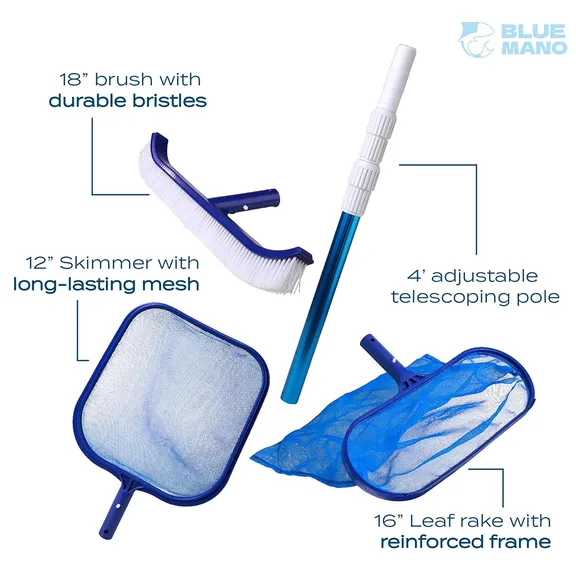 Blue Mano 6-Piece Pool Cleaning Kit
