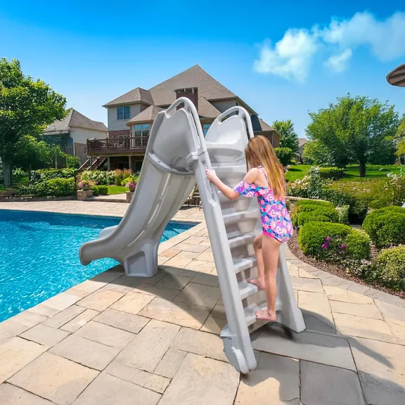 Global Pool Products Bad AXE X6 Slide, Left Curve, Blue Quartz