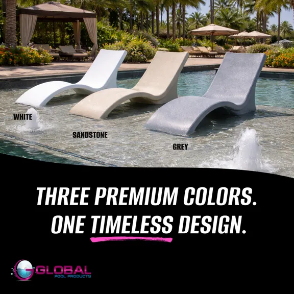 Global Pool Products Lounge Chairs with Connecting Table, Set of 2, White