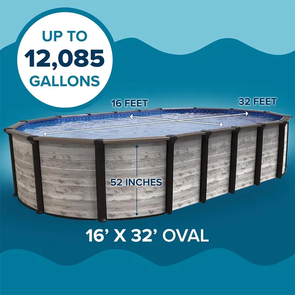 Puri Tech 16ft x 32ft x 52" Oval Hollywood Above Ground Pool Package