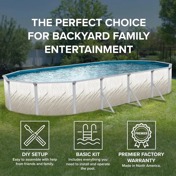 Puri Tech 18ft x 33ft x 52" Oval Above Ground Parisian Dune Pool Package