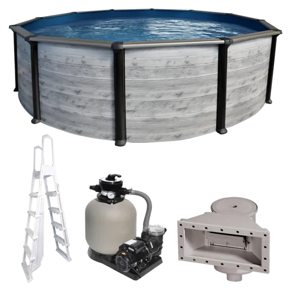 Puri Tech 24 ft. x 52" Round Hollywood Above Ground Pool Package