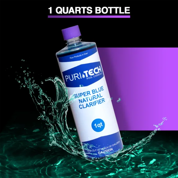 Puri Tech Super Blue Natural Clarifier Pool Chemicals, 32oz.