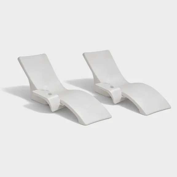 Global Pool Products Lounge Chairs with Connecting Table, Set of 2, White