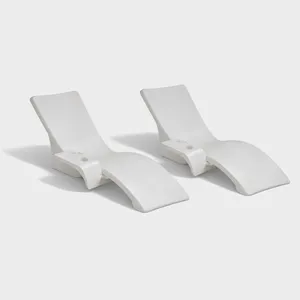 Global Pool Products Lounge Chairs with Connecting Table, Set of 2, White
