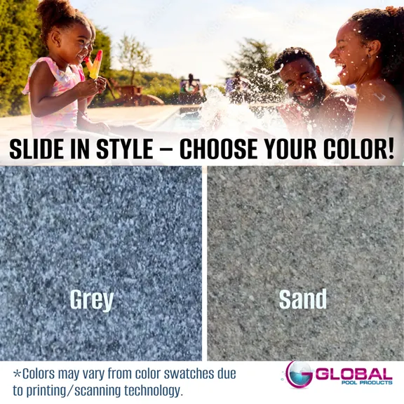 Global Pool Products Tidal Wave Inground Swimming Pool Water Slide Deck Mounted, Right Curve Turn Sand