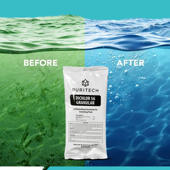 Puri Tech Sodium Dichlor Chlorine Shock Granules for Sanitizing, 4lb.