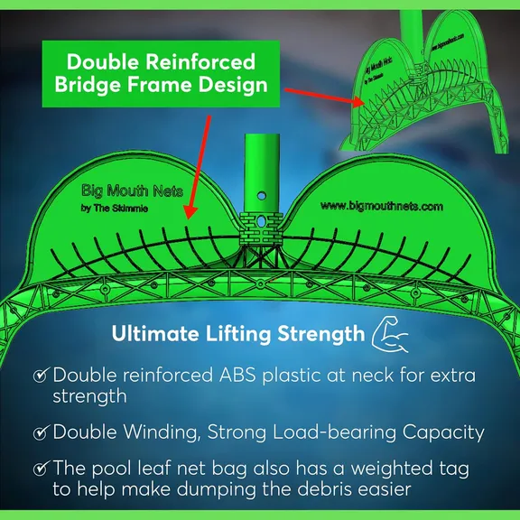 Skimmie&reg; Big Mouth Nets&reg; Mr Frog Black Large Leaf Rake Skimmer, 20"