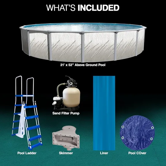 Puri Tech Parisian Dune 21ft x 52" Round Above Ground Pool Package