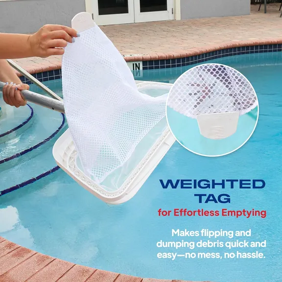 Skimmie&reg; USA White Pool Skimmer Deep Bag Net