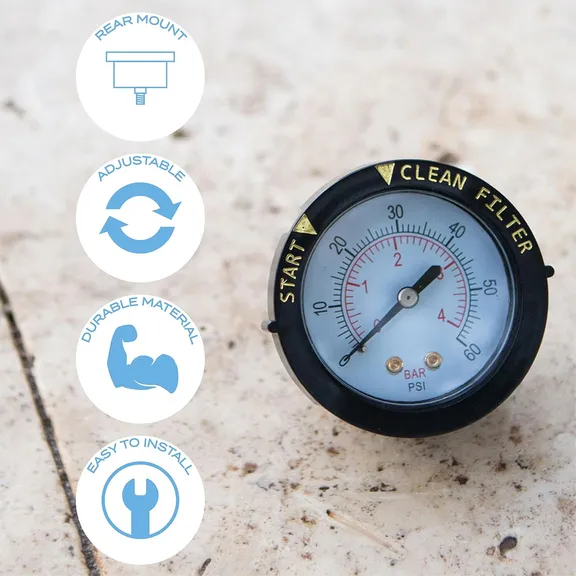 Blue Mano 1/4" Pressure Gauge Rear Mount