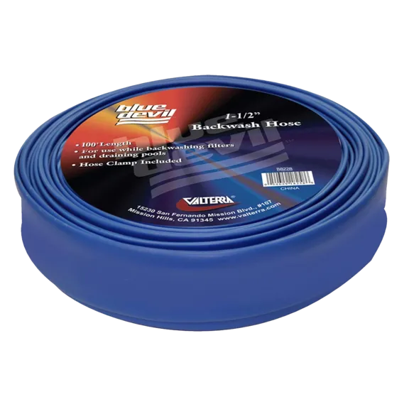 Blue Devil 1-1/2" X 100' Backwash Hose with Clamp, Shrink Wrapped (22 mil)