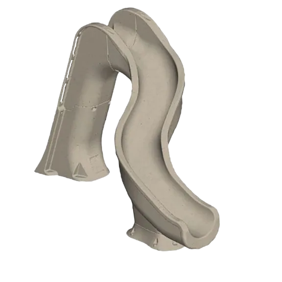 Global Pool Products Sand Colored RIP TIDE Right Curve Deck Mounted Inground Swimming Pool Water Slide