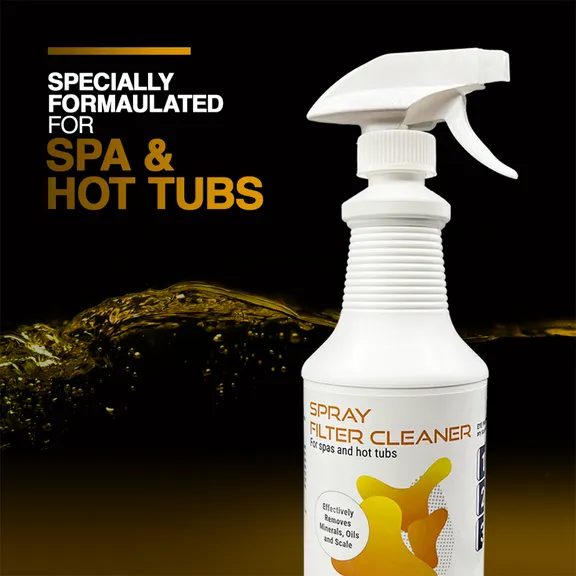 Puri Tech Spa and Hot Tub Filter Cartridges Cleaner Spray, 2 Pack, 32oz - Efficiently Removes Minerals and Oils