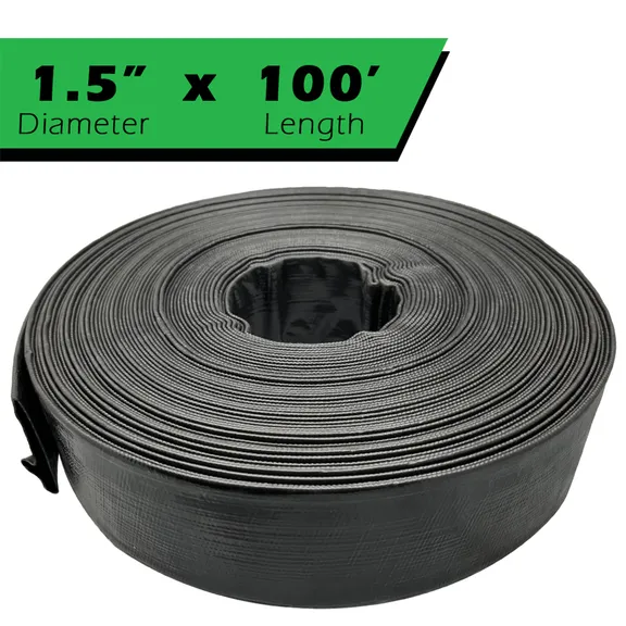 Primal Accessories Commercial Grade 1.5-inch x 100-feet Backwash Hose with 3 Bar / 43.5 psi - Black